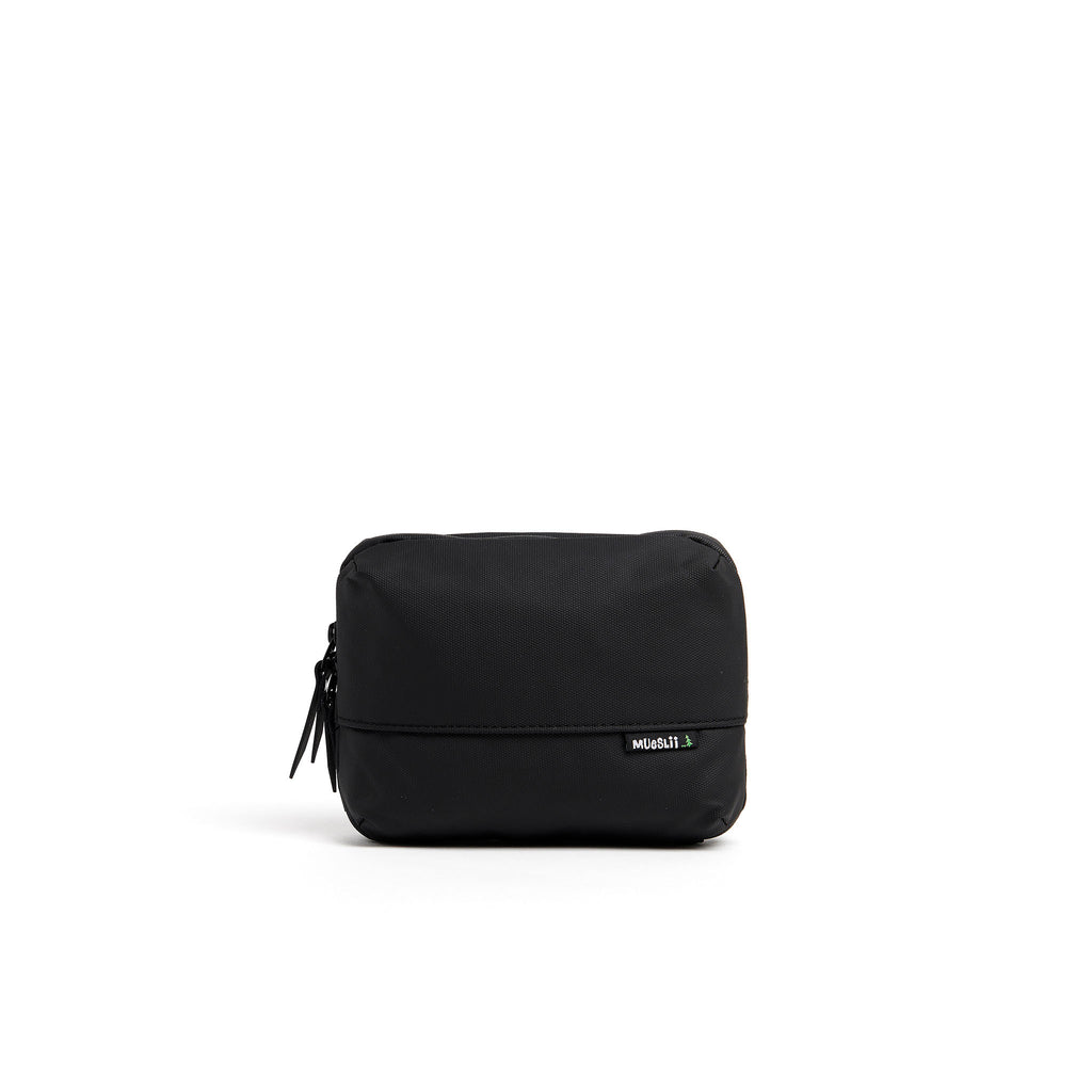 Mueslii tech case, made of PU coated waterproof nylon, color coal black, front view.