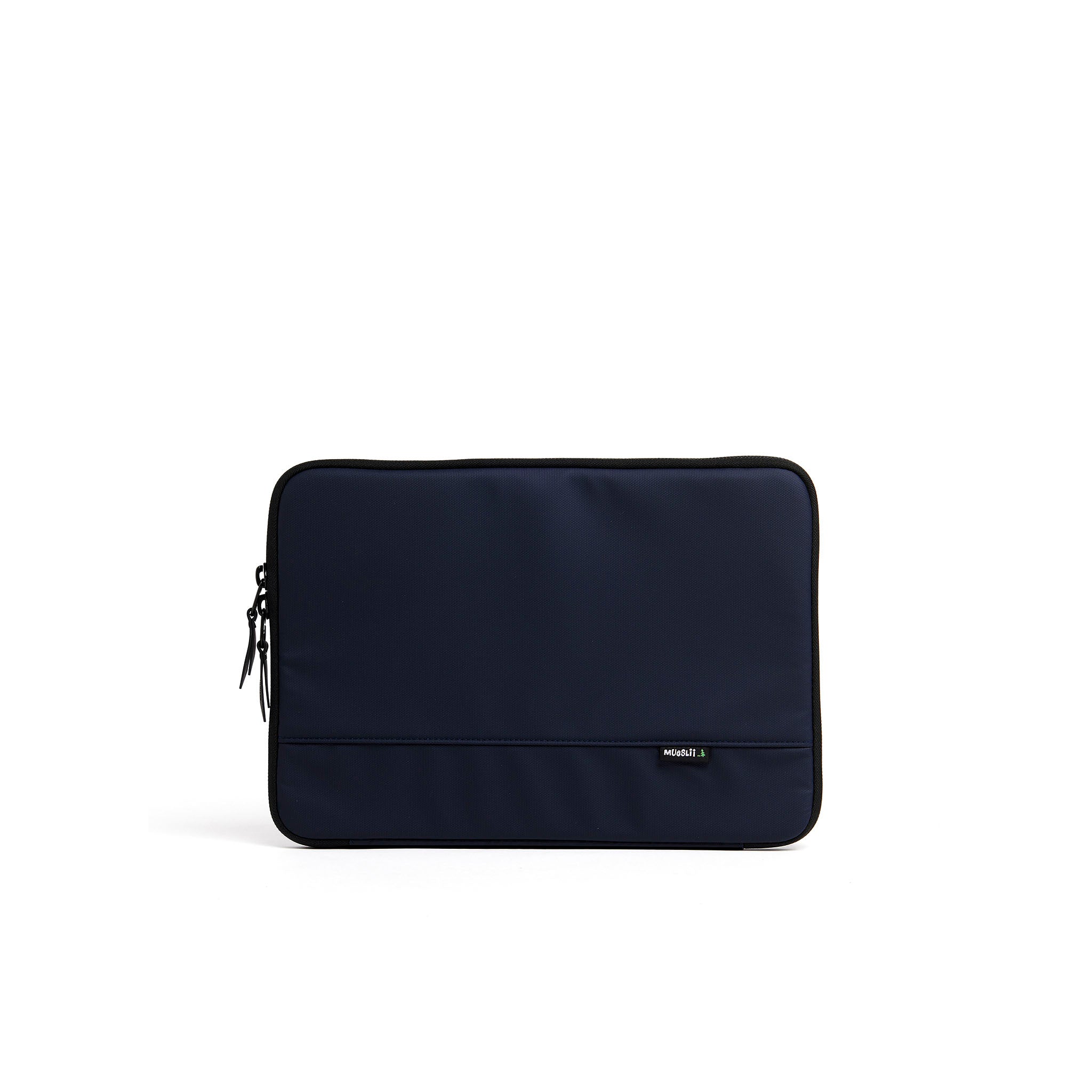 Mueslii A4 document- tech holder,  made of PU coated waterproof nylon, color midnight blue, front view.