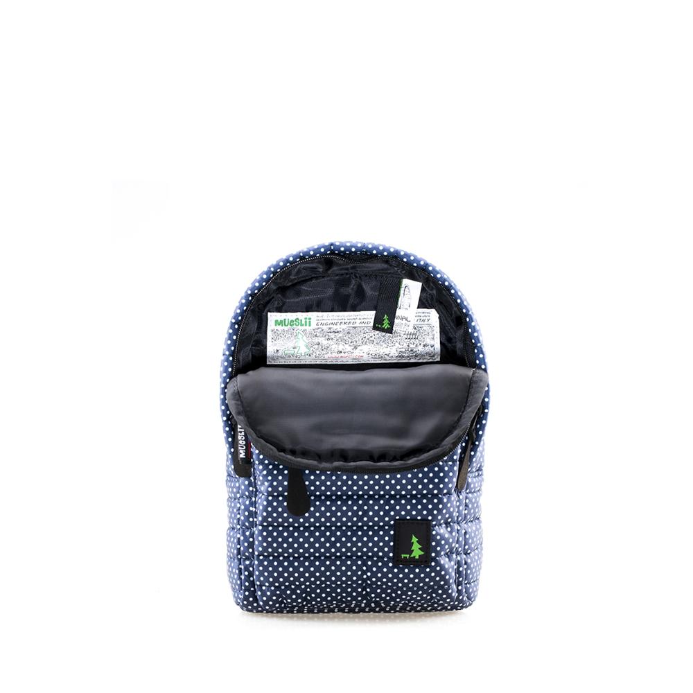 Mueslii original puffer Mini pack made of high density nylon and Ykk zips, limited edition, printed motif.