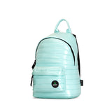 Mueslii original puffer medium and small backpack made of high density nylon and Ykk zips, front pocket, color light green.